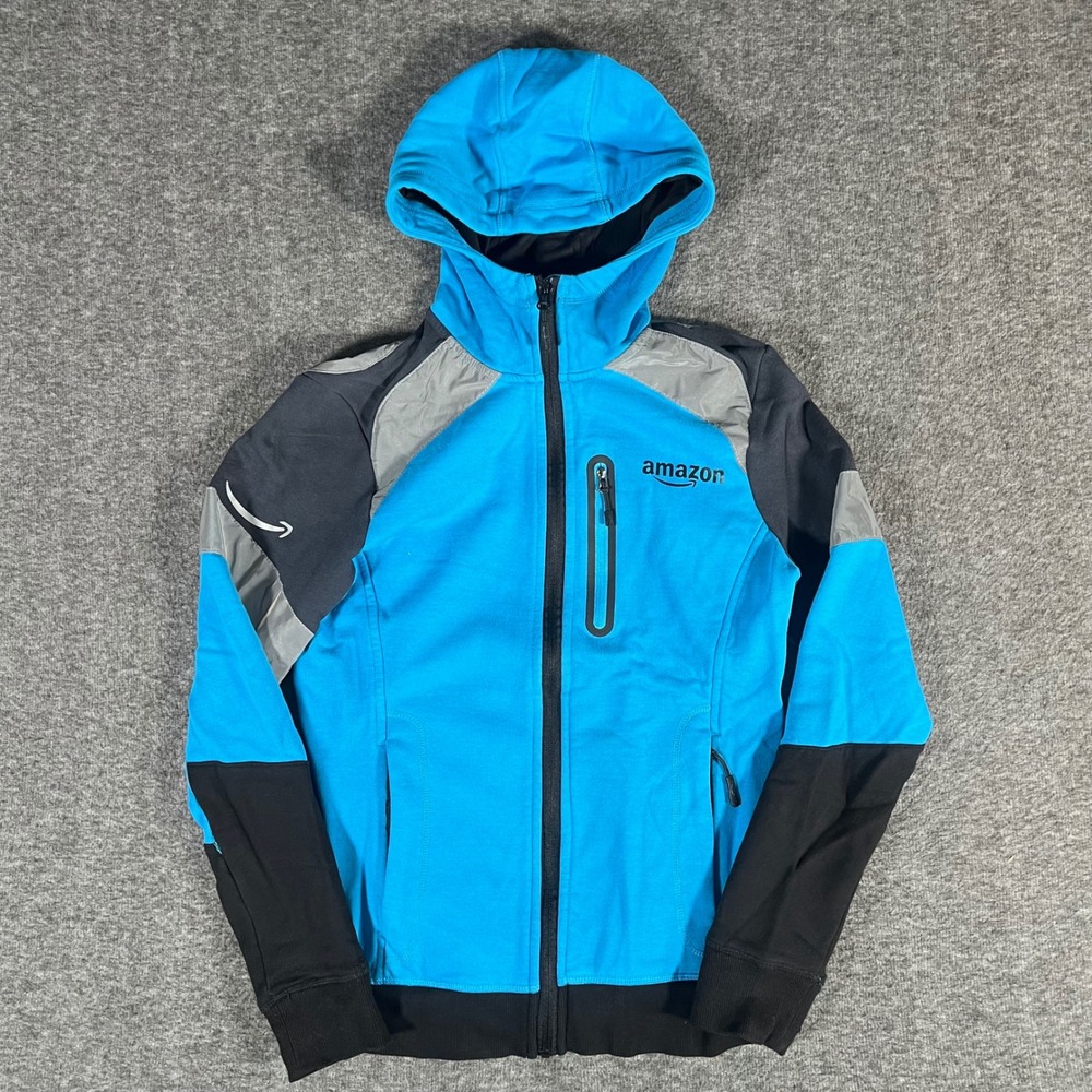 Amazon Prime Softshell Jacket Employee Uniform Luly Yang Colorblock Blue Medium